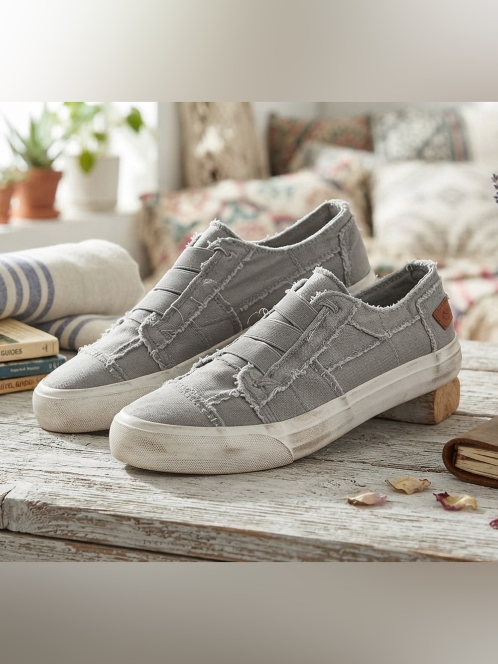 Blowfish Frayed Slip-On Sneakers - Gray